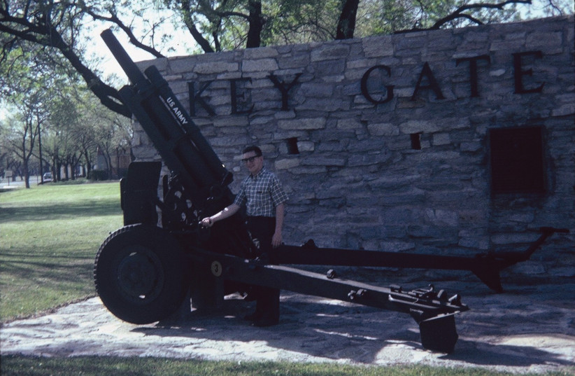 THE WRITER at Key Gate, the major entrance to Fort Sill, Oklahoma. (photo credit: DAVID GEFFEN)