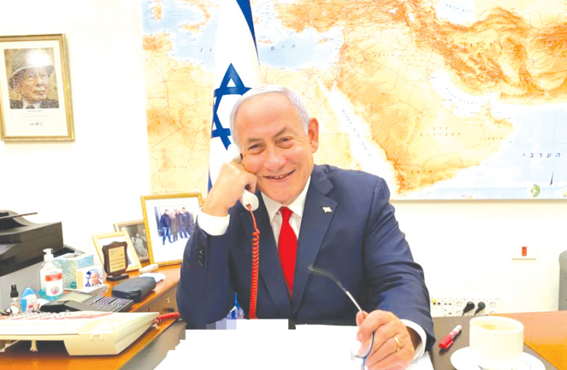 Prime Minister Benjamin Netanyahu speaks with President Joe Biden on Wednesday evening. (photo credit: PRIME MINISTER'S OFFICE)