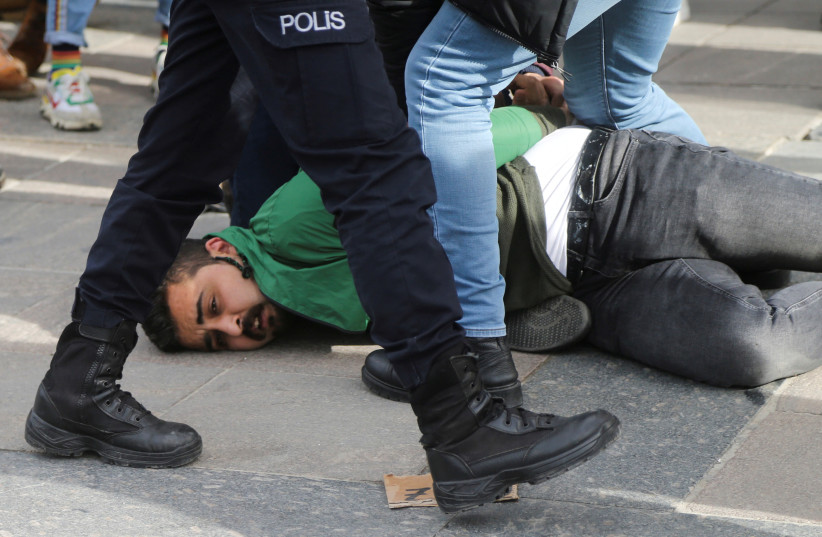 Solidarity demonstration with Bogazici students in Ankara. (photo credit: REUTERS/STRINGER)