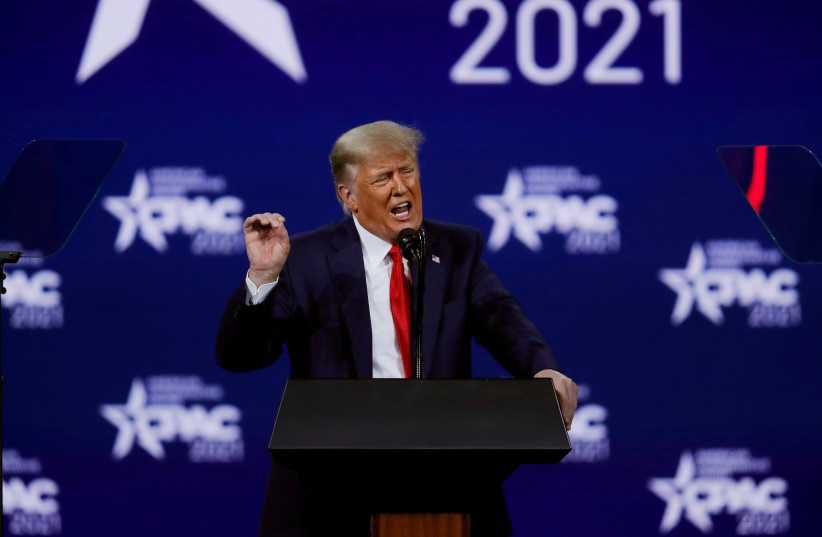 Former US president Donald Trump speaks at the Conservative Political Action Conference (CPAC) in Orlando, Florida, US February 28, 2021. (credit: JOE SKIPPER/REUTERS)