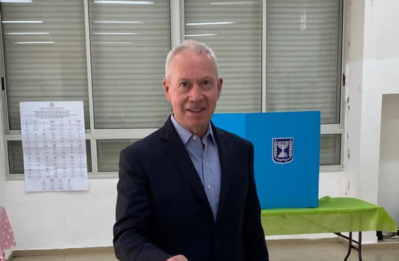 Education Minister Yoav Gallant casts his vote in Israel's March 23, 2021 election.  (photo credit: EDUCATION MINISTRY)