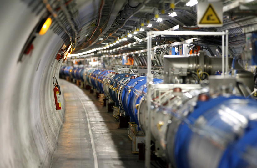 A general view of the Large Hadron Collider (LHC) experiment is seen during a media visit at the Organization for Nuclear Research (CERN) in the French village of Saint-Genis-Pouilly near Geneva in Switzerland, July 23, 2014 (credit: REUTERS/PIERRE ALBOUY)