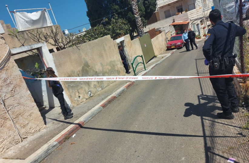 Scene where Munir Anabtawi was shot dead by police in Haifa, March 30, 2021 (photo credit: ISRAEL POLICE)