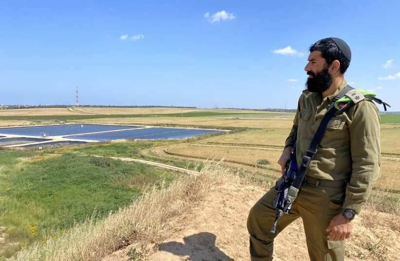 Lt.-Col. Amram Hayun watching over the Gaza Strip. (photo credit: UDI SHAHAM)