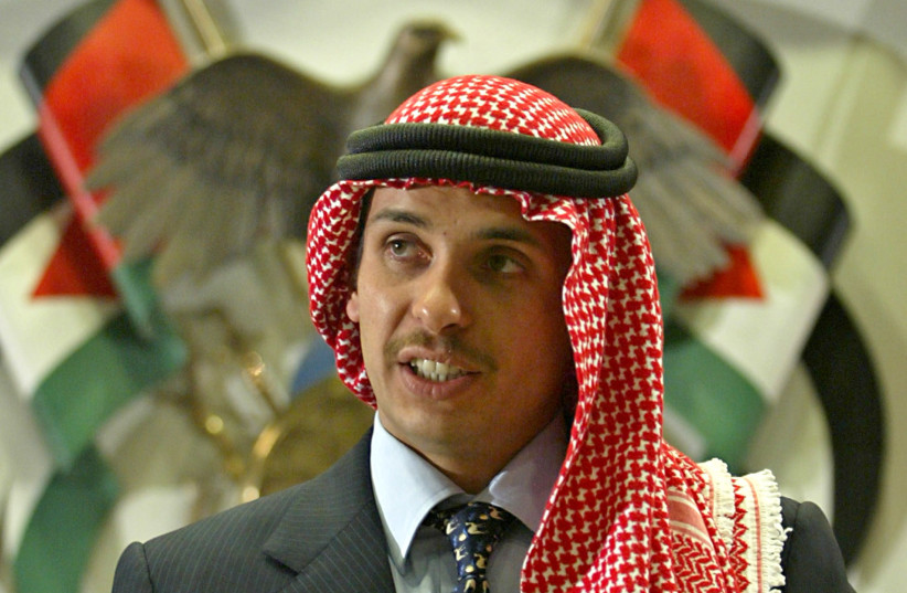 Jordan's Crown Prince Hamza bin Hussein delivers a speech in Amman (photo credit: REUTERS)