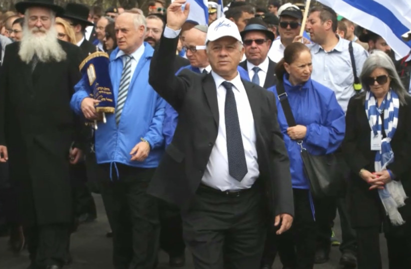 CHAIRMAN DR. SHMUEL ROSENMAN leads the March of the Living.  (photo credit: MARCH OF THE LIVING)