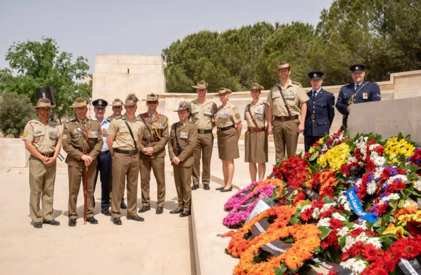 ANZAC Day ceremony at the war memorial in Jerusalem, 2019 (photo credit: AUSTRALIAN EMBASSY)