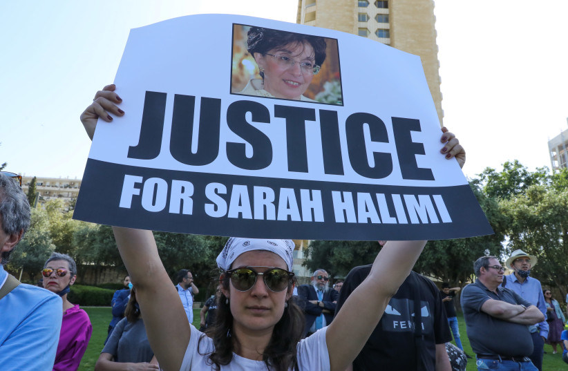 Protesters gather in Jerusalem against the French ruling in the Sarah Halimi murder case, April 25, 2021.  (credit: MARC ISRAEL SELLEM)