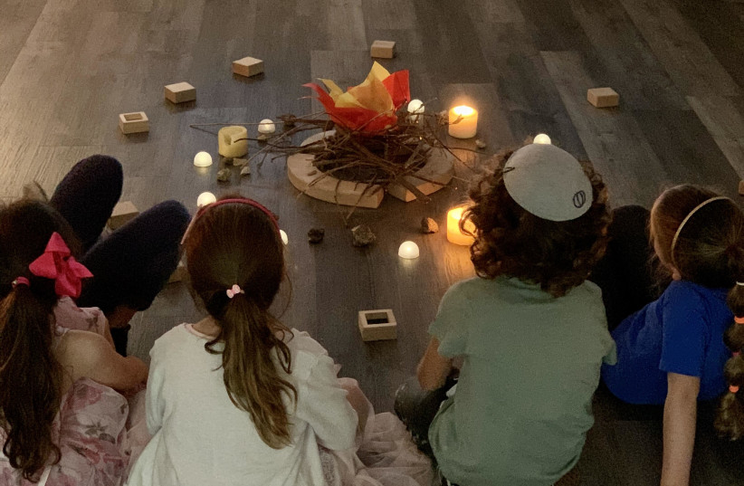Students at Scheck Hillel Community School in south Florida celebrated Lag b'Omer while commemorating the tragedy in Meron, Israel.  (credit: GREG FELDMAN)