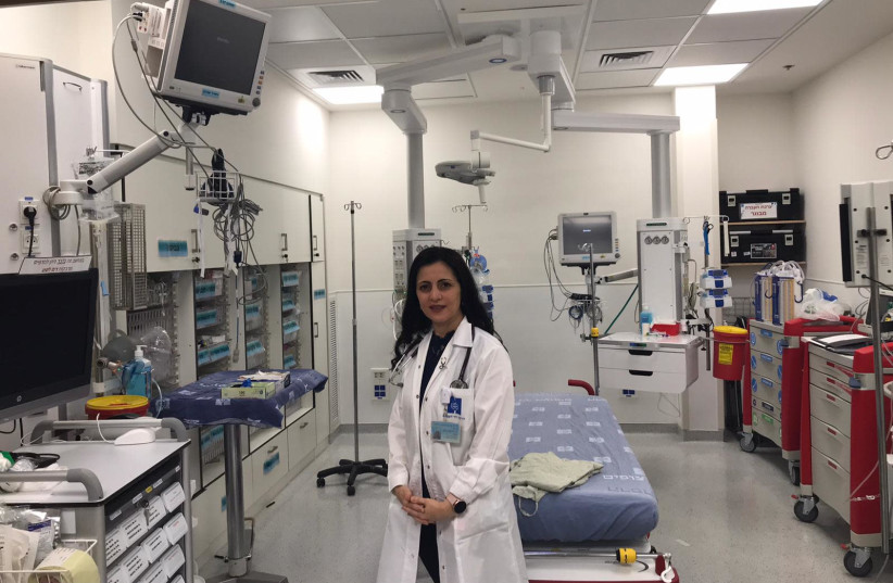 Dr. Shaden Salameh-Youssef at the Hadassah-University Medical Center in Jerusalem's Mount Scopus Emergency Medicine Department. (credit: ROSSELLA TERCATIN)