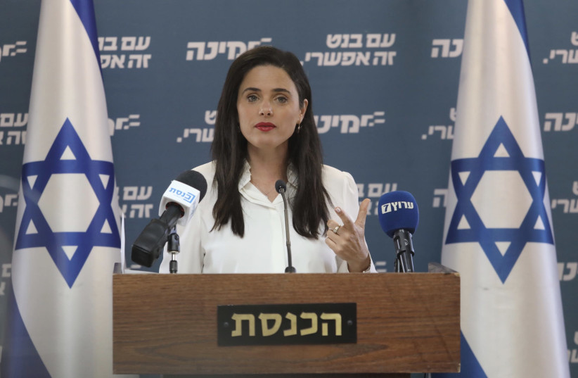 Ayelet Shaked at a Knesset press conference. (photo credit: MARC ISRAEL SELLEM)