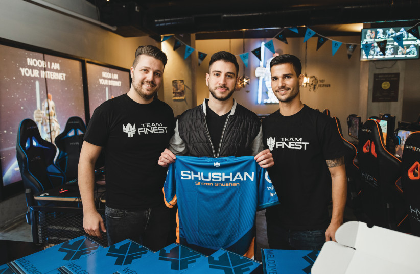 TEAM FINEST CEO Ruvik Milkis, ‘CS:GO’ player Shiran Shushan and Team Finest CMO Yotam Nachshon. (credit: OR GLICKMAN)