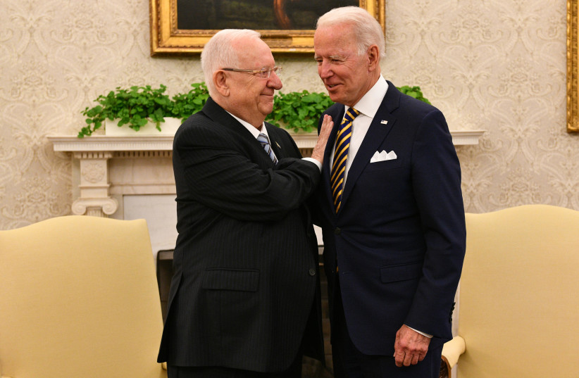 President Reuven Rivlin meets with US President Joe Biden at the White House on Monday June 28, 2021. (photo credit: HAIM ZACH/GPO)