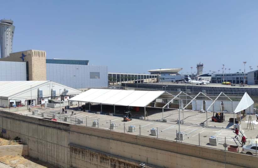 The new expanded testing site at Ben-Gurion Airport, July 2, 2021. (photo credit: MONI SHAFIR)