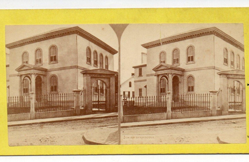 Stereo Card (Judaica); Touro Synagogue, circa 1865 (Kaplan Collection of Early American Judaica at University of Pennsylvania) (credit: Courtesy)