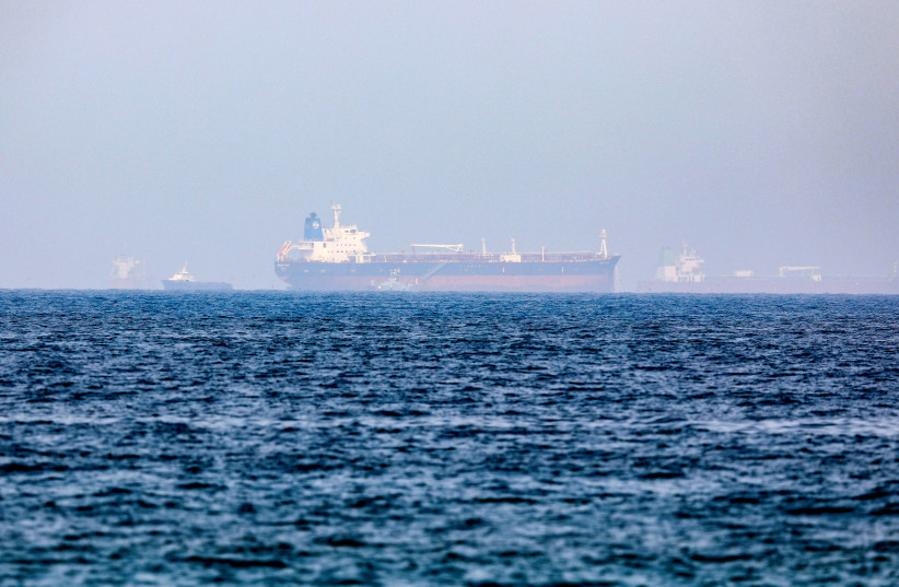  Mercer Street, an Israeli-managed oil tanker that was attacked is seen off Fujairah Port in United Arab Emirates, August 3, 2021. (credit: REUTERS/RULA ROUHANA )