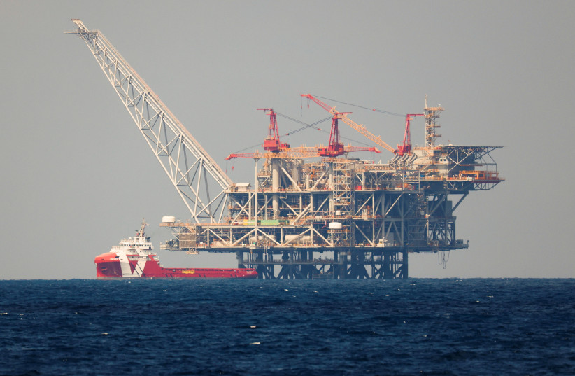 The production platform of Leviathan natural gas field is seen in the Mediterranean Sea, off the coast of Haifa (credit: REUTERS/AMIR COHEN)