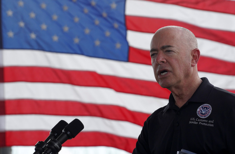 US Secretary of Homeland Security Mayorkas holds news conference in Brownsville, Texas (credit: GO NAKAMURA/REUTERS)