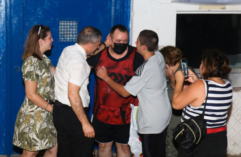  Roman Zadorov release to house arrest outside the Shata Prison in Northern Israel, on August 26, 2021. (credit: DAVID COHEN/FLASH 90)