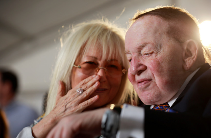  Miriam Adelson pictured next to her late husband Sheldon Adelson (credit: FLASH90)