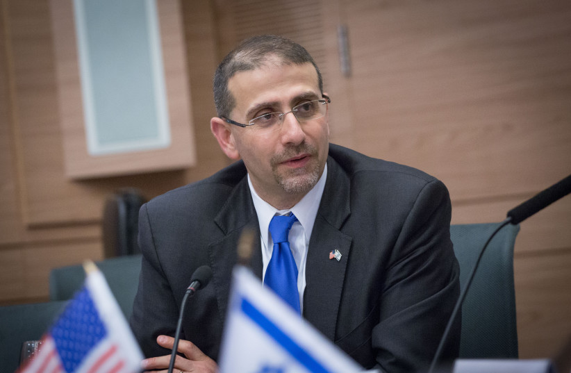  Outgoing US ambassador to Israel Dan Shapiro seen at a fare-well session in the Israeli Knesset (credit: MIRIAM ALSTER/FLASH90)