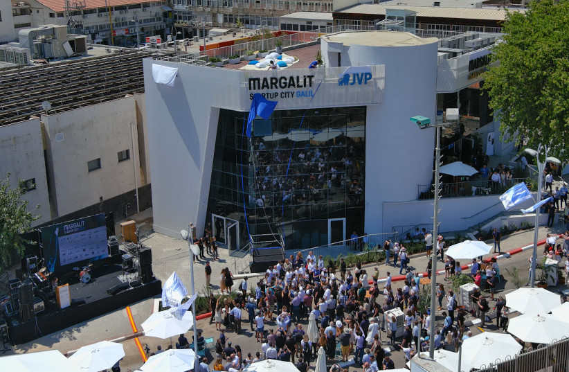  Crowds gather at the launch of the  International Foodtech Center at the new Margalit Startup City Galil in Kiryat Shmona.  (photo credit: Ofer Freiman)