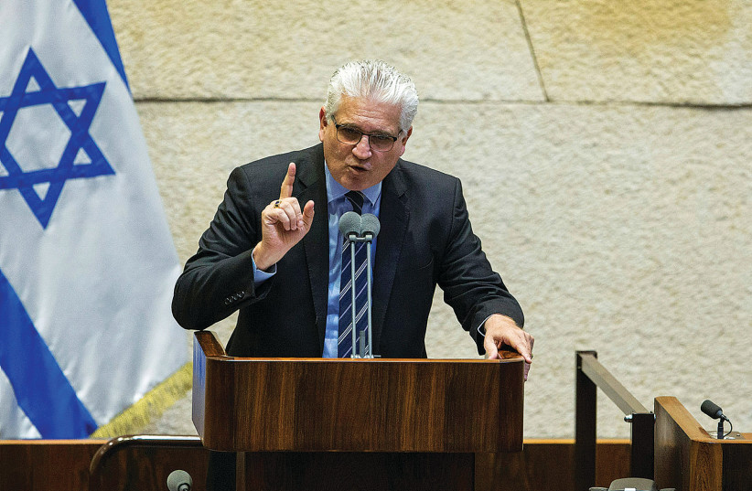 ELI AVIDAR SPEAKING in the Knesset as Strategic Planning Minister in the Prime Minister’s Office. (photo credit: KNESSET)