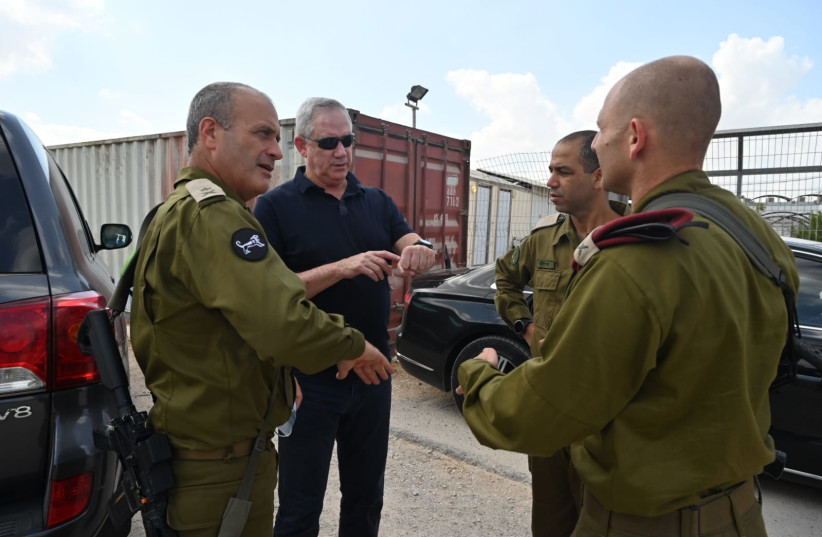 Defense Minister Benny Gantz at the Salem IDF base in the Jezreel Valley, September 10, 2021.  (credit: DEFENSE MINISTRY)