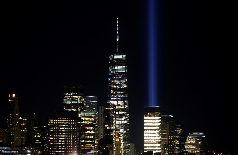  Tribute in Light beams shine on eve of the 20th anniversary of the 9/11 attacks in New York (credit: REUTERS/MIKE SEGAR)