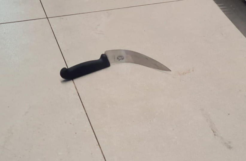 Knife used by Palestinian teenager in a stabbing attack near Jerusalem Central Bus Station (Image courtesy ISRAEL POLICE)