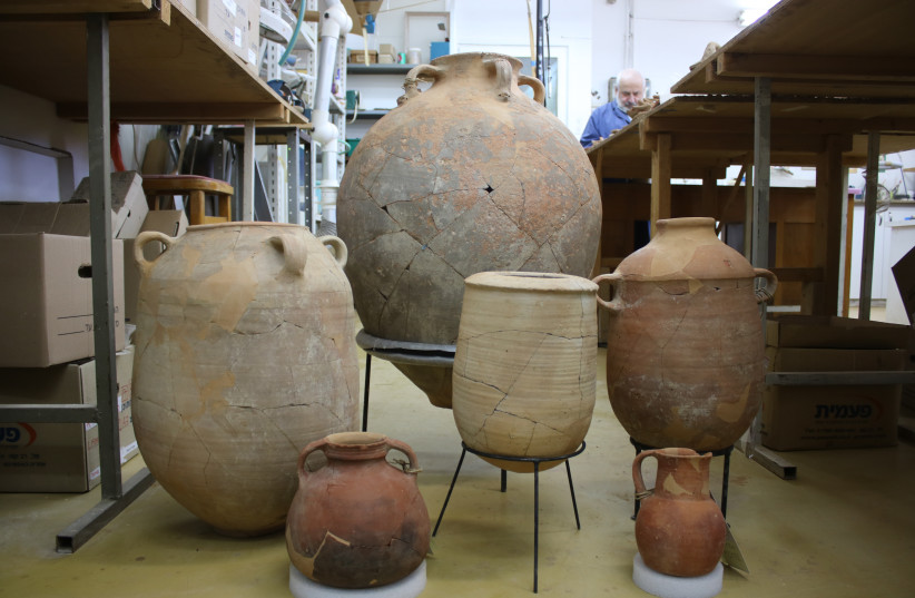  STORAGE VESSELS smashed in the earthquake,  post-restoration. (credit: ORTAL CHALAF/IAA)