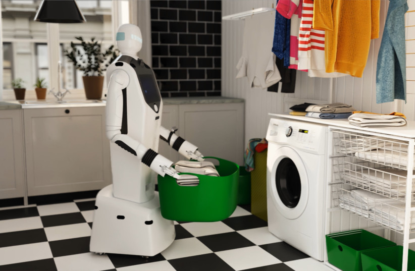  Gary the autonomous robot assistant doing the laundry. (credit: Unlimited Robotics)