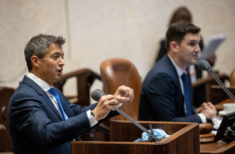  Minister of Communications Yoaz Hendel speaks during a plenary session at the assembly of the Knesset, the Israeli Parliament in Jerusalem, July 14, 2021.  (photo credit: YONATAN SINDEL/FLASH90)