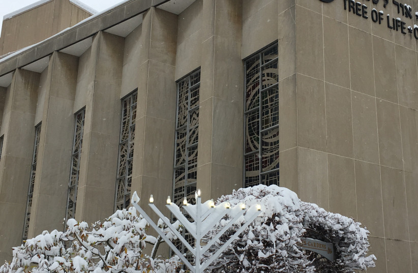  The now vacant Tree of Life synagogue in Pittsburgh.  (photo credit: BETH KISSILEF)