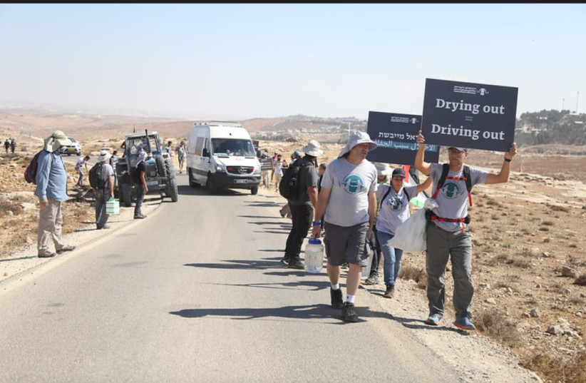  Left-wing protestors are seen in the South Hebron Hills on September 17, 2021. (photo credit: COMBATANTS FOR PEACE)