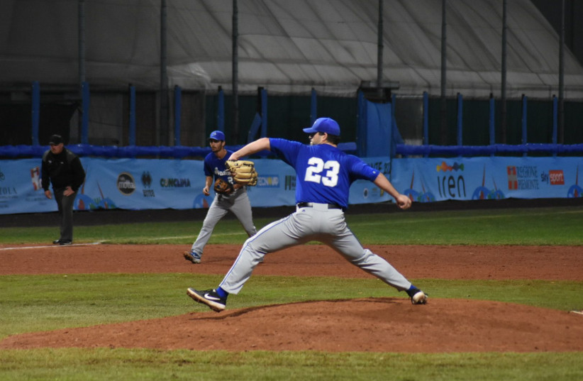 Ben Wanger (23) came in for starter Joey Wagman after only one inning and heroically shut down the powerful Dutch side. (credit: ISRAEL ASSOCIATION OF BASEBALL/ COURTESY)