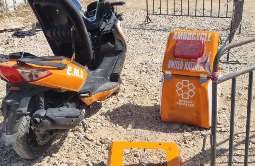  The ambucycle after it was found and recovered by the IDF and police (credit: COURTESY UNITED HATZALAH)