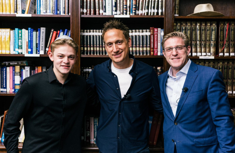 RABBI MARK WILDES (right) with his son (left) and comedian Elon Gold. (photo credit: Courtesy MJE)