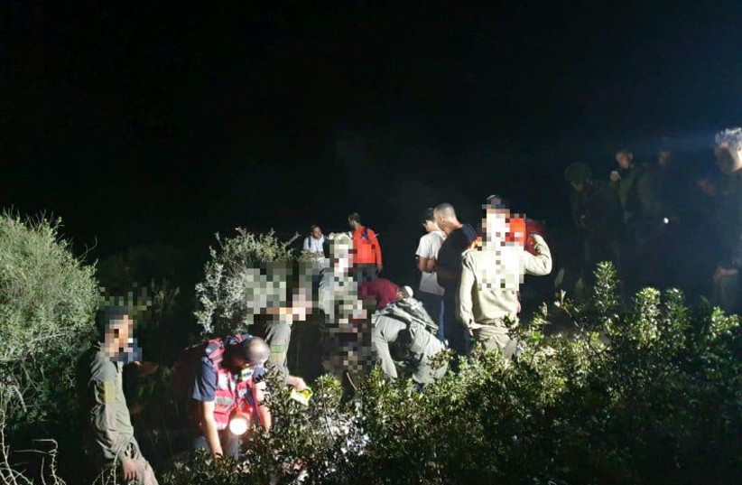  Rescue efforts to rescue soldier from pit, September 22, 2021 (photo credit: Etzion-Yehuda Rescue Unit)