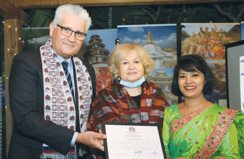  ELI AVIDAR, Adina Gottesman and Ambassador of Nepal Anjan Shakya. (credit: COURTESY EMBASSY OF NEPAL)