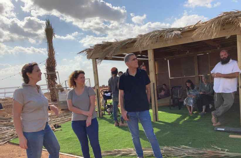 Meretz MKs Michal Rozin and Mossi Raz on a tour of West Bank outposts on Thursday with Peace Now (photo credit: PEACE NOW)