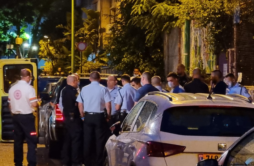  Crime scene where a man was shot to death in Petah Tikva in the early morning hours, September 24, 2021. (credit: ALON HACHMON)