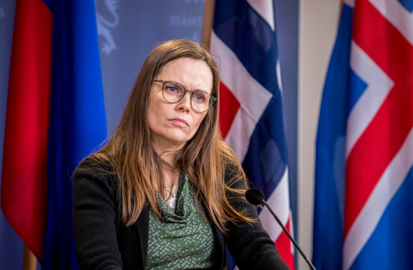   Iceland's Prime Minister Katrin Jakobsdottir attends a press conference in Oslo, Norway February 3, 2020. (photo credit: NTB SCANPIX/OLE BERG-RUSTEN VIA REUTERS)