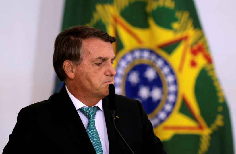  Brazil's President Jair Bolsonaro speaks during a ceremony to mark 1000 days in government at the Planalto Palace in Brasilia, Brazil September 27, 2021.  (credit: REUTERS)