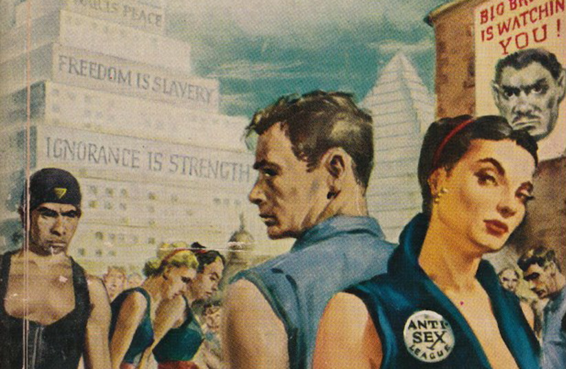  A DYSTOPIAN  state of affairs:  ‘1984’ by  George Orwell.  (credit: Early 1960s  paperback cover;  Chris Protopapas/ Flickr)