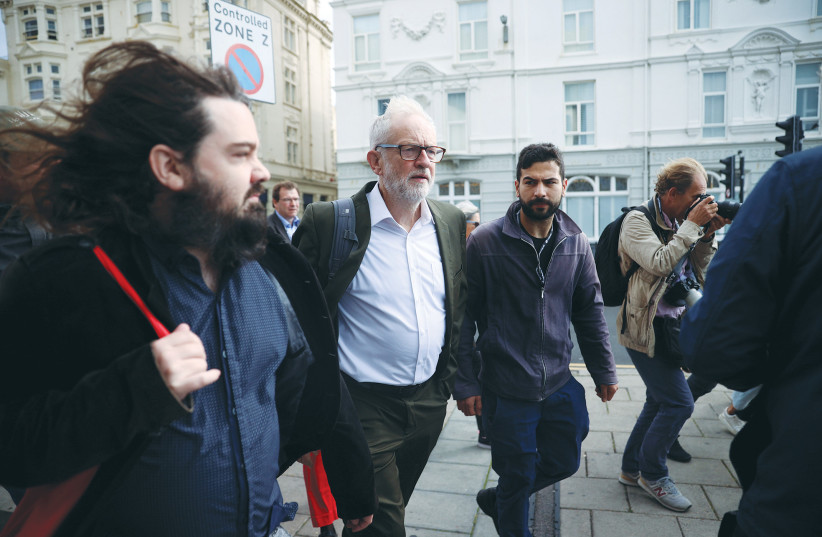  BRITAIN’S LABOUR Party former leader Jeremy Corbyn in Brighton last month. (photo credit: HANNAH MCKAY/ REUTERS)