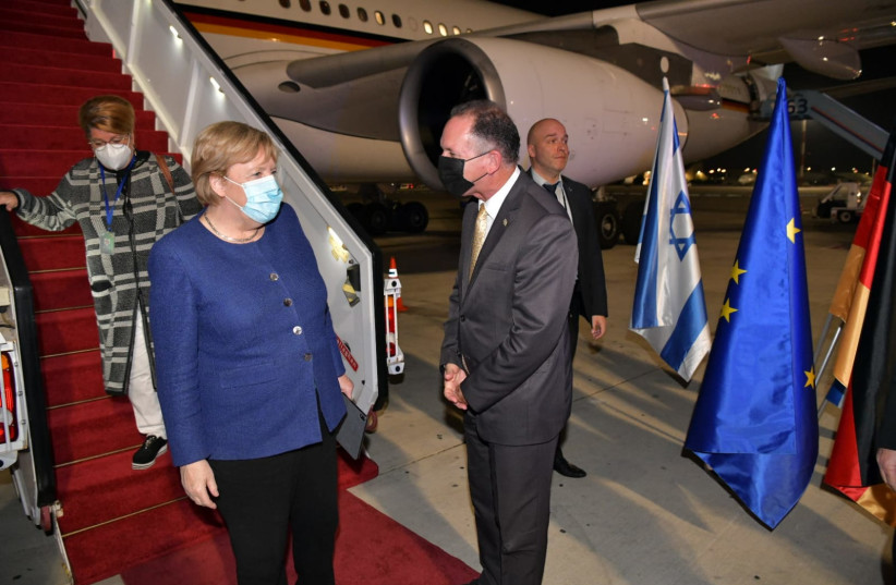 Merkel in Israel Sunday for farewell visit. (photo credit: FOREIGN MINISTRY)