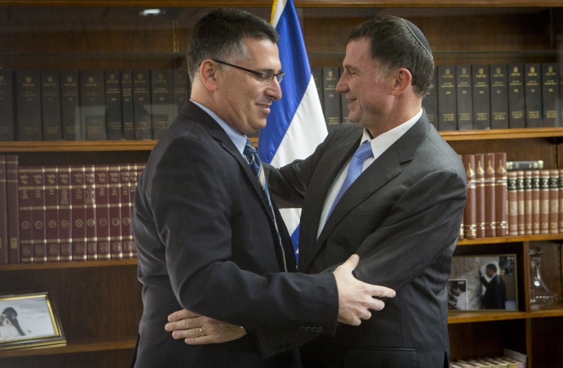  Justice Minister Gideon Sa'ar seen alongside Likud's Yuli Edelstein (credit: MIRIAM ALSTER/FLASH90)