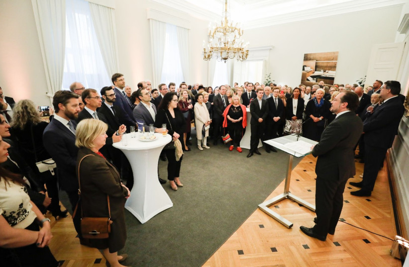  Austrian Chancellor Alexander Schallenberg (then foreign minister) addresses representatives of the Austrian Jewish community for a Rosh Hashanah reception in 2019. (photo credit: Andy Wenzel)