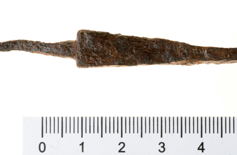 Arrowhead found at the springs of Tzipori. (credit: CLARA AMIT/ISRAEL ANTIQUITIES AUTHORITY)